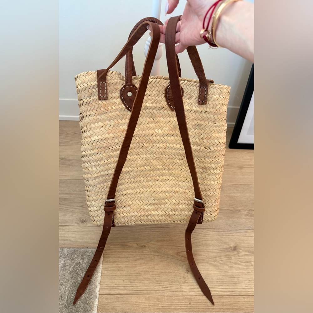 NWOT Authentic Handmade French Straw and Leather Basket Backpack | O/S - Picture 5 of 14